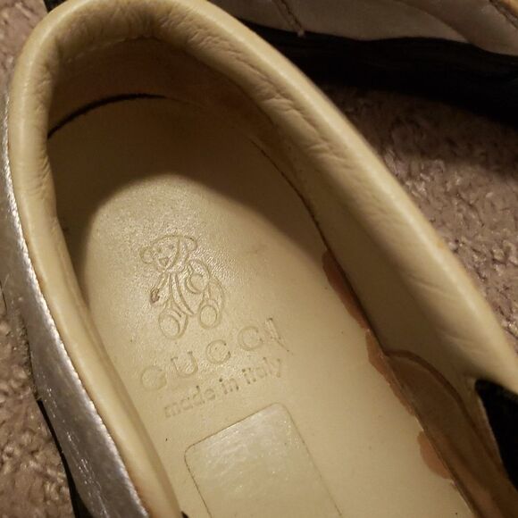 GUCCI made in Italy Metallic Silver Slip On Shoes Big Kid size 30uk - Picture 3 of 7